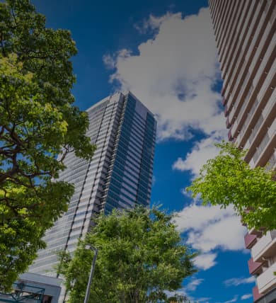 Low angle view of skyscrapers in a city